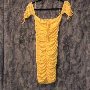 Yellow Ruched Fashion Nova Dress